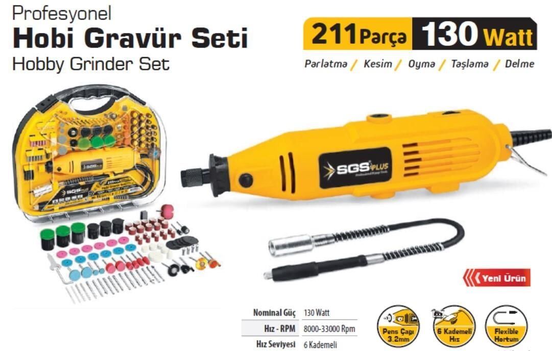 SGS 5260 Hobi Gravür Seti 130 Watt 211 Parça