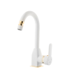 KARE - STİL MİX KUĞU LAVABO BATARYASI (BEYAZ - ALTIN)