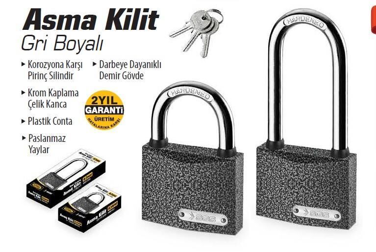 SGS 1325 Gri Asma Kilit Kısa 63 mm