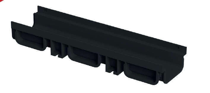 PLASTİK DRENAJ KANALI ALTTAN ÇIKIŞLI SİYAH 130x75x500 mm
