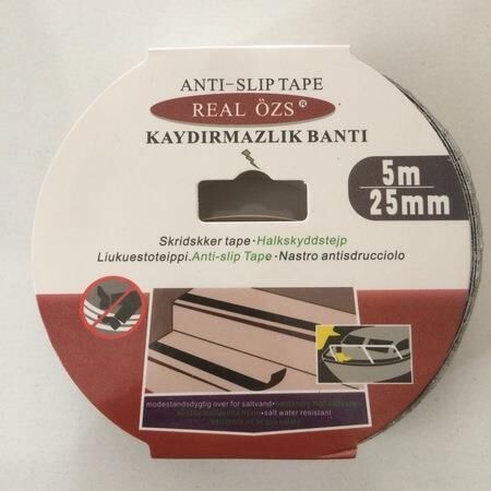 Real 25 mm 5 Metre  Siyah Kaydırmazlık Bandı